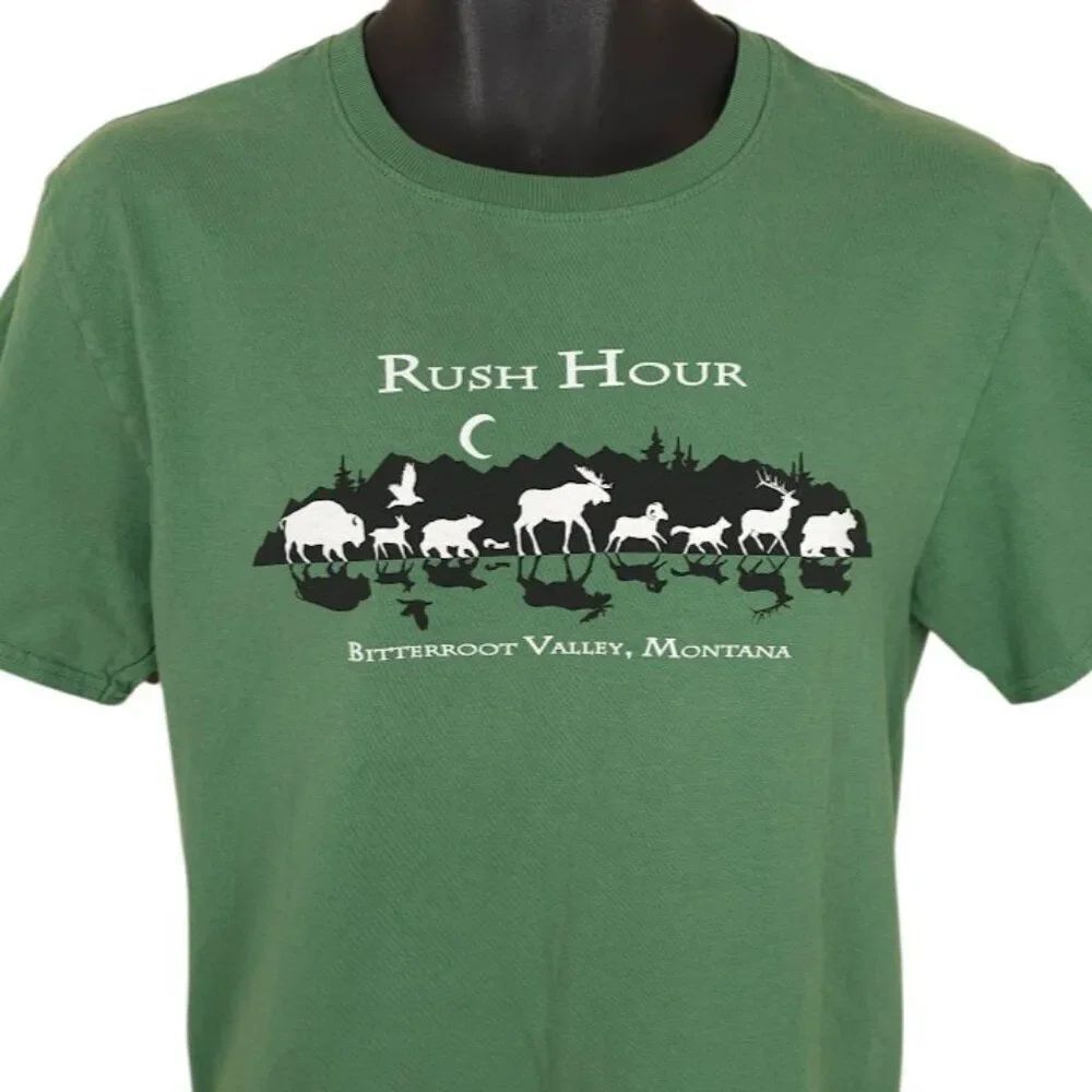 Bitterroot Valley T Shirt Mens Size Small Green Montana Nature Travel Tee